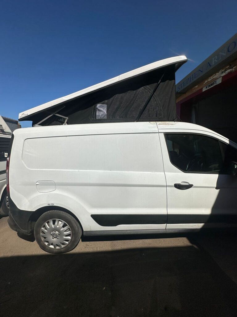 Side view of Ford Transit Connect pop top roof supplied and fitted by Pop Top Nation